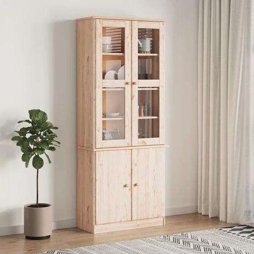 vidaXL Glass Display Cabinet ALTA 77x35x186.5 cm Solid Wood Pine by vidaXL