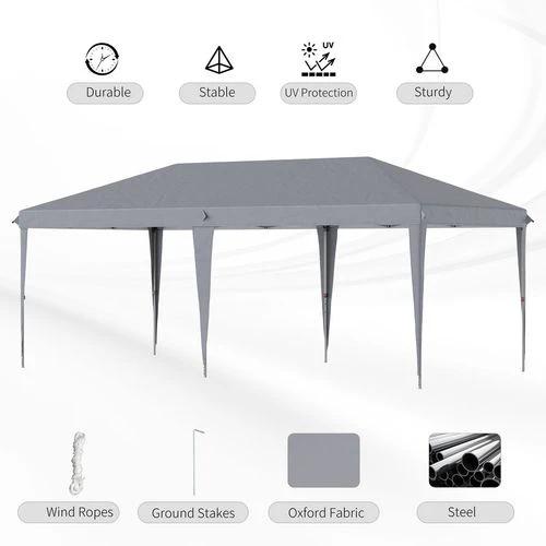 Outsunny 3 x 6 m Pop Up Gazebo Patio Party Event Heavy Duty Canopy Grey - Gazebos