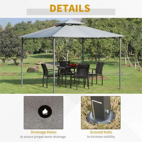 Outsunny 3x3(m) Outdoor Patio Gazebo Steel Canopy Tent Pavilion 2-Tier Roof Top - Gazebos