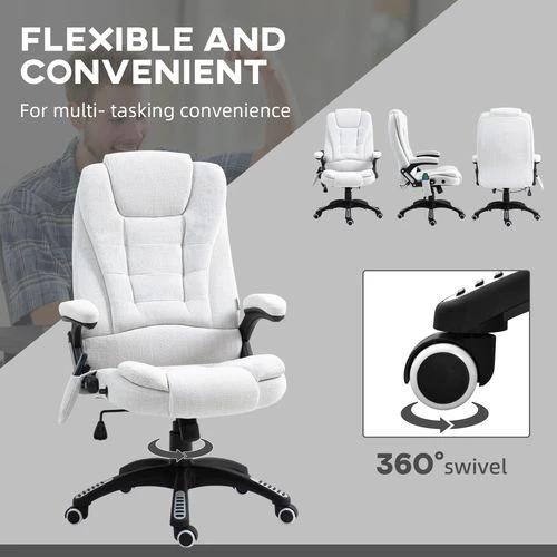 Vinsetto Vinsetto Office Chair w/ Heating Massage Points Relaxing Reclining Cream White - Uncategorized Office Chair