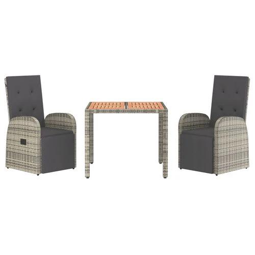 vidaXL vidaXL 3 Piece Garden Dining Set Grey Poly Rattan&Solid Wood Acacia - Garden Set