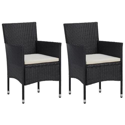 3 Piece Garden Dining Set Poly Rattan and Tempered Glass Black by vidaXL