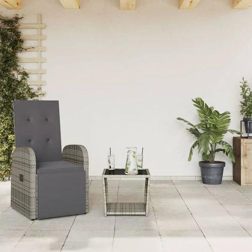 vidaXL 2 Piece Garden Dining Set with Cushions Grey Poly Rattan by vidaXL