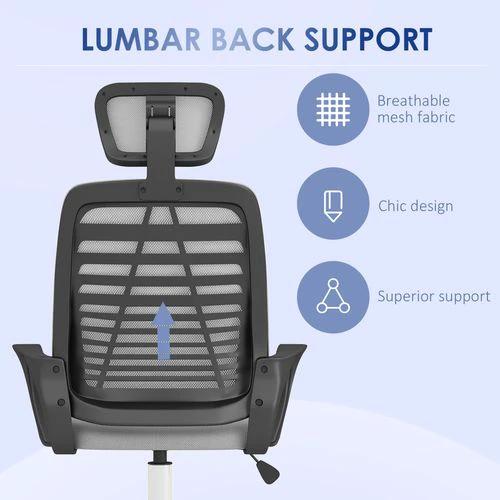 Vinsetto Vinsetto Mesh Office Chair, Computer Chair with Rotatable Headrest, Grey -