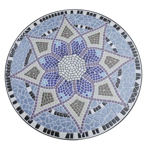 Outsunny Garden Table, Mosaic Round Patio Side Table with 60cm Ceramic Top by Outsunny