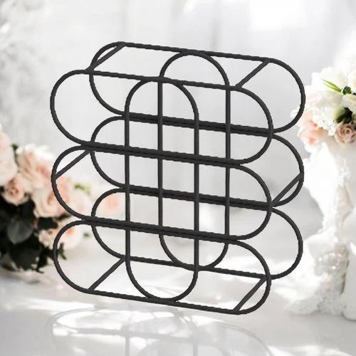 Cast Iron Effect Wine Rack 13 Inch for 9 Bottles with Ornate Side Detail for Wine Enthusiasts by MSL