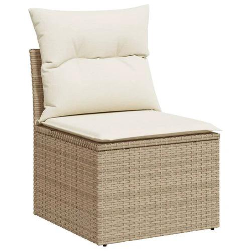 vidaXL 11 Piece Garden Sofa Set with Cushions Beige Poly Rattan by vidaXL