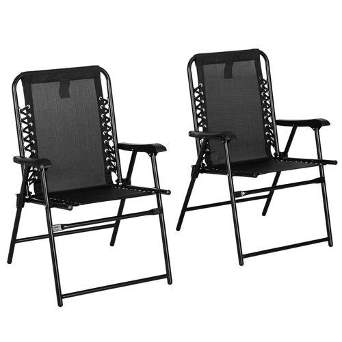 Outsunny Outsunny 2Pcs Outdoor Patio Folding Chairs, Portable Garden Loungers Black -