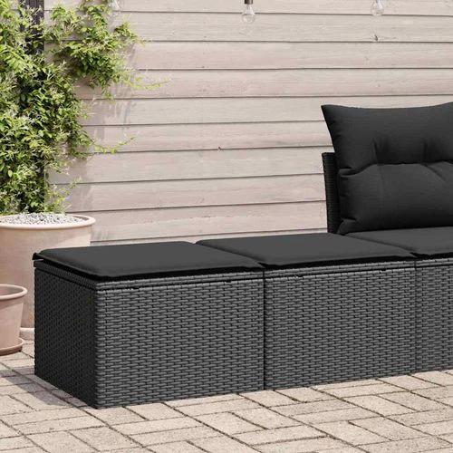 vidaXL 2 Piece Garden Sofa Set with Cushions Black Poly Rattan Acacia by vidaXL