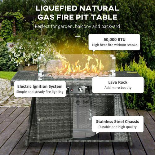 Outsunny Outsunny Rattan Garden Furniture Sofa Set Armchairs Footstools Fire Pit Table - Garden Sofa Sets