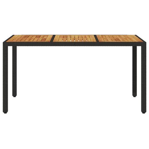 vidaXL vidaXL Garden Table with Acacia Wood Top Black 150x90x75 cm Poly Rattan - Garden Table