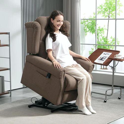 HOMCOM HOMCOM Power Lift Recliner Armchair with Wingback, Button Tufted, Brown - Recliner