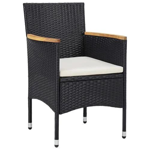 vidaXL 5 Piece Garden Dining Set Poly Rattan and Tempered Glass Black - Garden Set