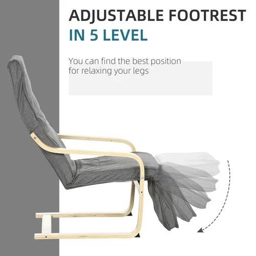 HOMCOM Lounge Chair Recliner Adjustable Footrest Home Dark Grey - Recliner