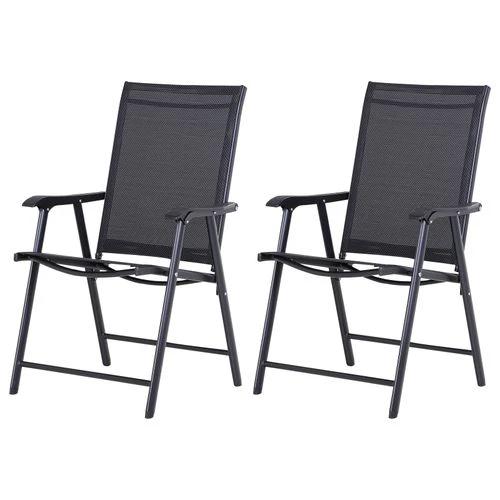 2-PCS Garden Armchairs Outdoor Patio Folding Modern Furniture Black Outsunny by Unbranded