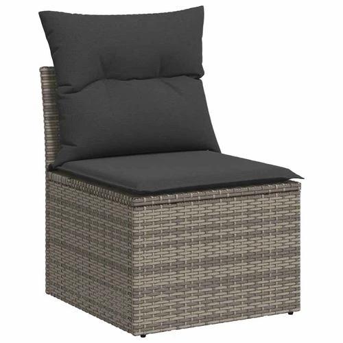 vidaXL vidaXL 10 Piece Garden Sofa Set with Cushions Grey Poly Rattan Acacia - Garden Sofa Sets