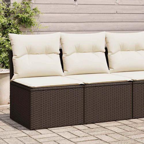 vidaXL vidaXL 4 Piece Garden Sofa Set with Cushions Brown Poly Rattan Acacia - Garden Sofa Sets