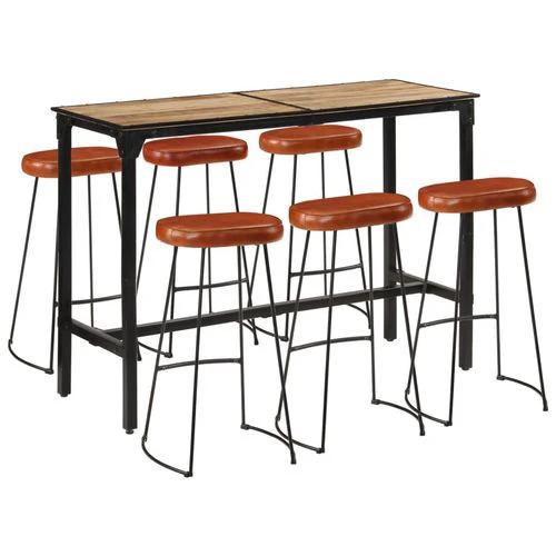 vidaXL 7 Piece Bar Set Solid Rough Wood Mango and Metal by vidaXL