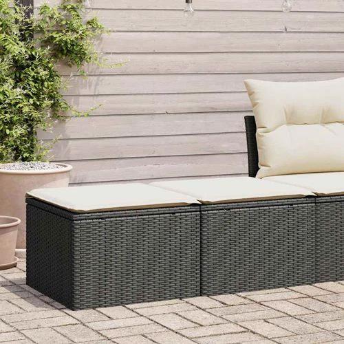 vidaXL 2 Piece Garden Sofa Set with Cushions Black Poly Rattan Acacia by vidaXL