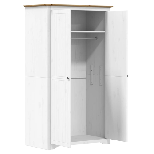 vidaXL Wardrobe BODO White and Brown 101x52x176.5 cm Solid Wood Pine by vidaXL