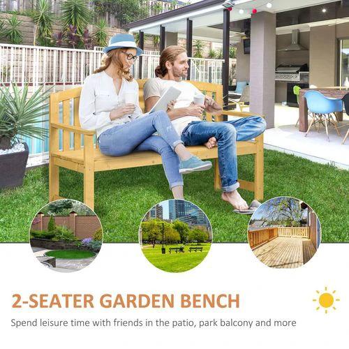 2 Person Garden Bench Wooden Outdoor Furniture with Armrest Orange by Outsunny