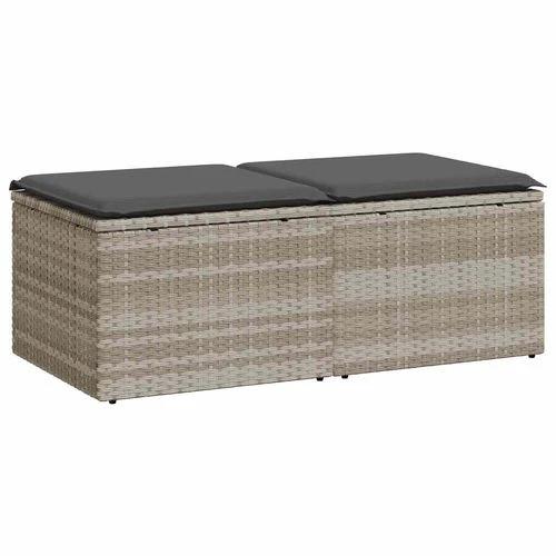 vidaXL 2 Piece Garden Sofa Set with Cushions Light Grey Poly Rattan Acacia by vidaXL