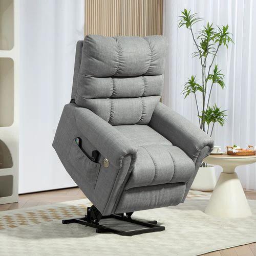 HOMCOM Power Lift Recliner Chair for Elderly with Massage and Heat Grey by HOMCOM