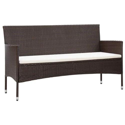 3-Seater Garden Sofa with Cushions Brown Poly Rattan by vidaXL