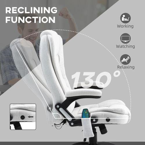 Vinsetto Vinsetto Office Chair w/ Heating Massage Points Relaxing Reclining Cream White - Uncategorized Office Chair