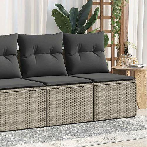 vidaXL 4 Piece Garden Sofa Set with Cushions Light Grey Poly Rattan Acacia by vidaXL