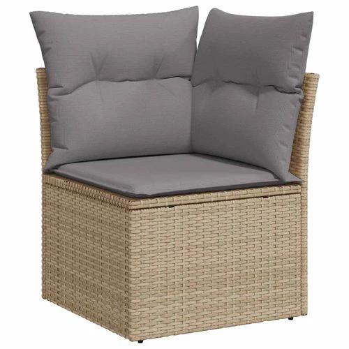 vidaXL vidaXL 7 Piece Garden Sofa Set with Cushions Beige Poly Rattan Acacia - Garden Sofa Sets