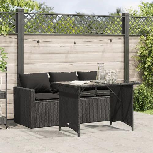 vidaXL vidaXL 2 Piece Garden Dining Set with Cushions Black Poly Rattan - Garden Set