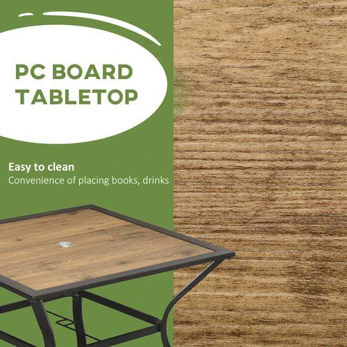 Outsunny Outsunny Garden Table with Parasol Hole w/ PC Board Tabletop for 4 Persons - Garden Table