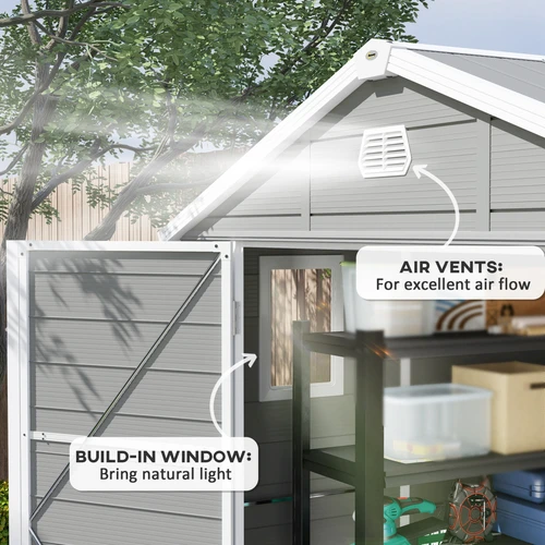 Outsunny Garden Shed 8 x 6ft with Lockable Door and Ventilation for Outdoor Tool Storage by Outsunny