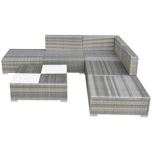 6 Piece Garden Lounge Set with Cushions Poly Rattan Grey by vidaXL