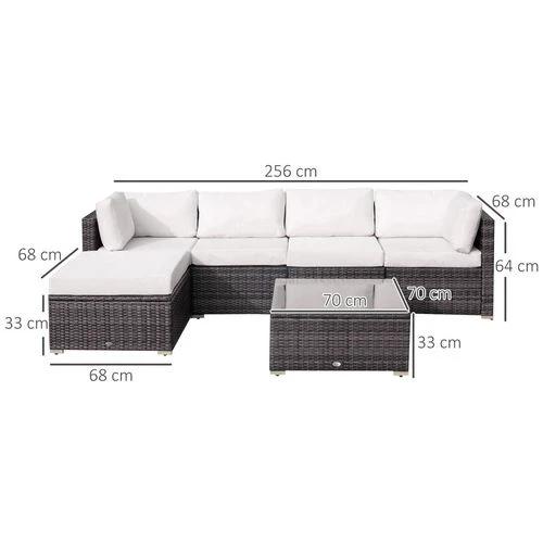 Outsunny Outsunny 6 Pieces Rattan Furniture Set Garden Sofa Conservatory Wicker Brown - Garden Sofa Sets