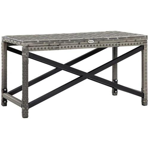 Outsunny PE Wicker Outdoor Coffee Table w/ Plastic Board Under the Full Woven Table Top - Garden Table