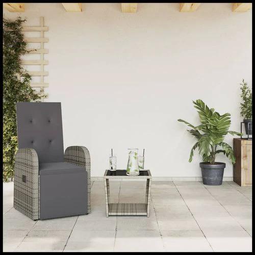 vidaXL 2 Piece Garden Dining Set with Cushions Grey Poly Rattan by vidaXL
