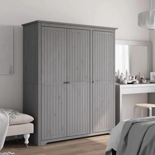vidaXL vidaXL Wardrobe BODO Grey 151.5x52x176.5 cm Solid Wood Pine - Wardrobe