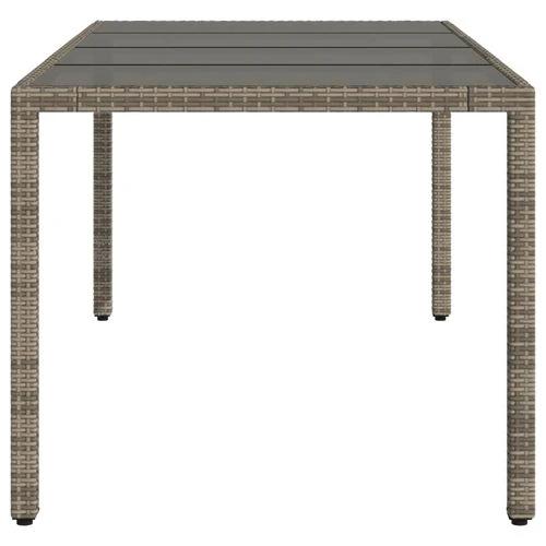 vidaXL Garden Table with Glass Top Grey 190x90x75 cm Poly Rattan by vidaXL