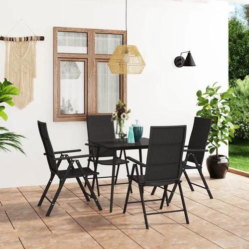 vidaXL 5 Piece Garden Dining Set Black - Garden Set