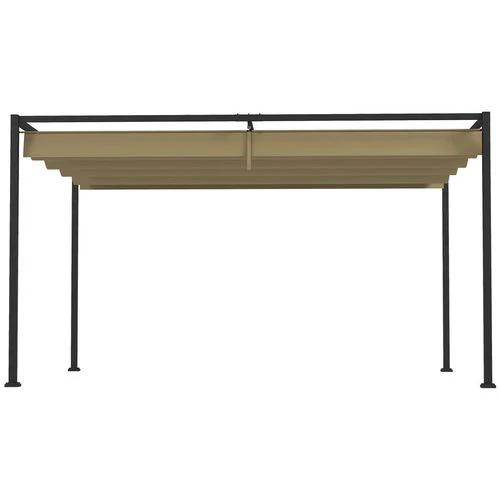 Outsunny 3x2m Metal Pergola Gazebo Patio Sun Shelter Retractable Canopy Khaki by Outsunny