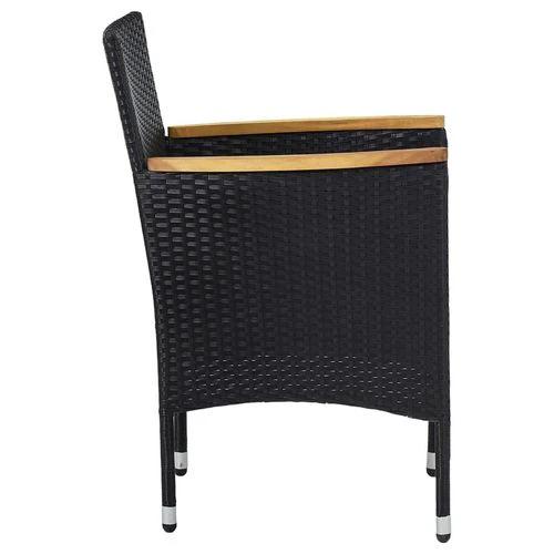 vidaXL 5 Piece Garden Dining Set Poly Rattan and Tempered Glass Black - Garden Set