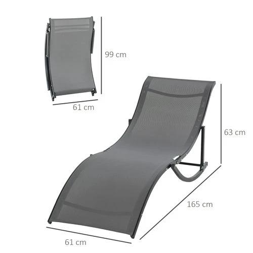 Set of 2 S-shaped Zero Gravity recliners 165x61x63cm Dark Grey by Outsunny