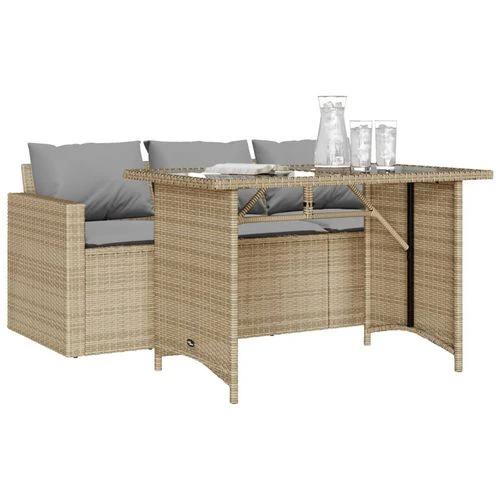 vidaXL 2 Piece Garden Dining Set with Cushions Beige Poly Rattan by vidaXL