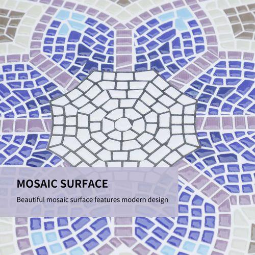 Outsunny Garden Table, Mosaic Round Patio Side Table with 60cm Ceramic Top by Outsunny