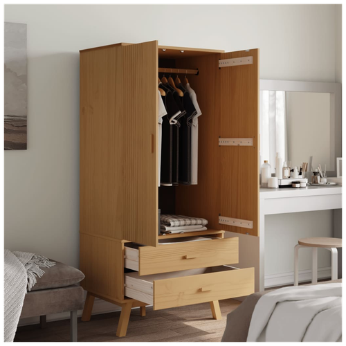 vidaXL Wardrobe OLDEN Brown 76.5x53x172 cm Solid Wood Pine by vidaXL