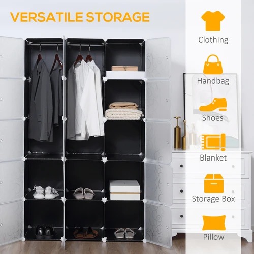 Sturdy DIY Portable Wardrobe Closet 111L x 47W x 183H cm Customizable Modular Storage for Home Organization by HOMCOM