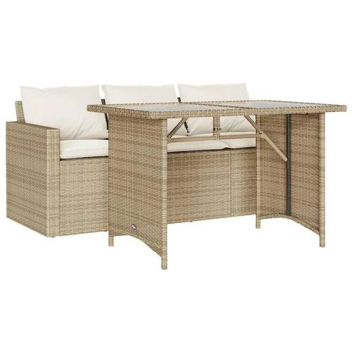 vidaXL vidaXL 2 Piece Garden Dining Set with Cushions Beige Poly Rattan - Garden Set