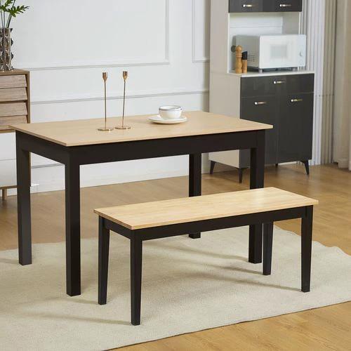 HOMCOM Wood Dining Bench Wooden Bench for 2 People, Black by HOMCOM